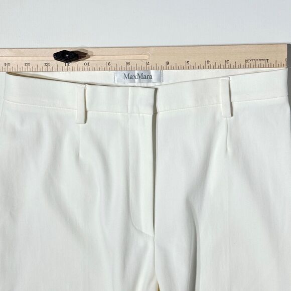 MAX MARA White High Waist Ankle Pants Cotton Stretch Made in Italy Women Sz. 8 - Picture 9 of 13